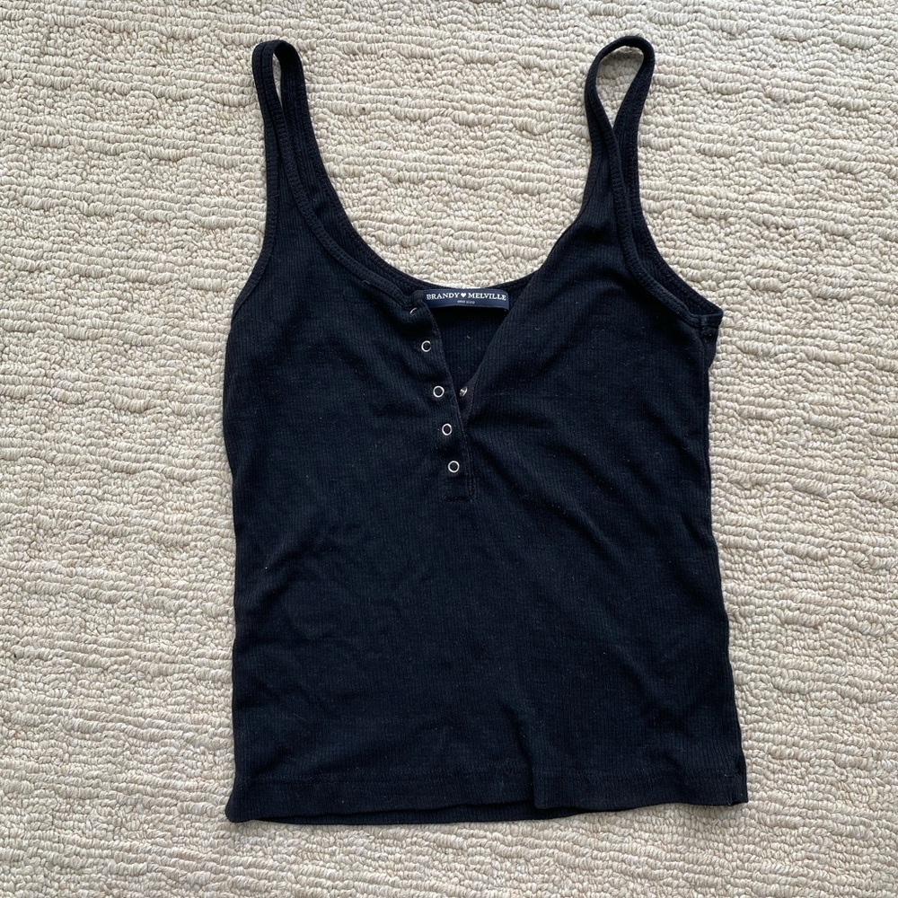 Brandy Melville black button crop tank